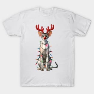 Christmas Red Nose Oriental Shorthair Cat T-Shirt